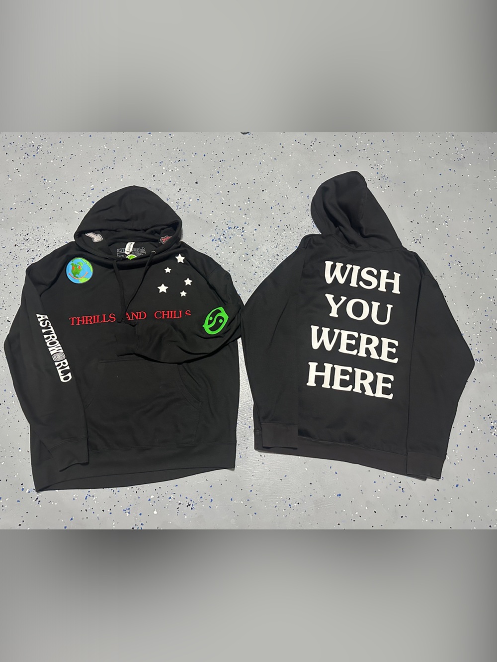 Travis Scott Black 'Wish You Were Here' Pullover Hoodie with Graphic Accents
